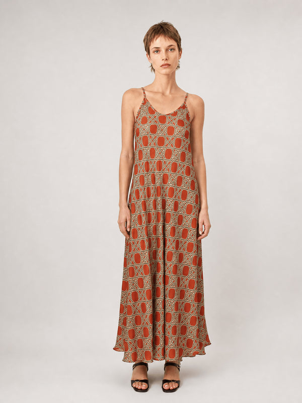 Robe satinée à imprimé maillons KD7505VS-45