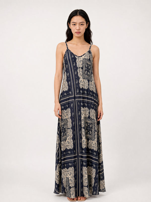 Robe longue satinée bandana KD7505VS-8