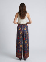 Pantalon large satiné à imprimé floral bohème – KD7789VS-48