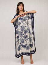 Robe satinée fluide à imprimé paysage KD7850VS-2