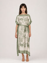 Robe satinée fluide à imprimé paysage KD7850VS-2