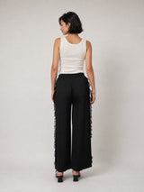 Pantalon satiné fluide à détails effilochés – KD8605VS
