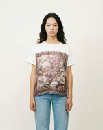 Load image into Gallery viewer, Framed floral and bird print T-shirt with tie KD8828-19