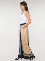 Pantalon fluide satiné à imprimé voiliers KD9099VS-13
