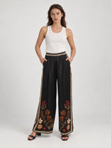Pantalon satiné fluide à motif floral – KD9099VS-18H