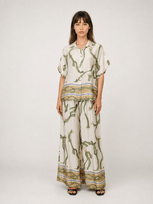 Chemise fluide imprimée à manches courtes KD9175VS-1