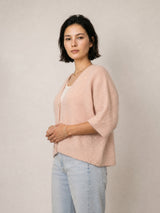 Gilet ample en mohair à manches courtes, boutons dorés – MCL23059