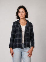Veste en tweed à col effiloché MF55008-2
