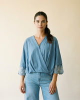 Wrap blouse with lace details MF56211