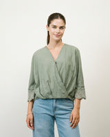 Wrap blouse with lace details MF56211
