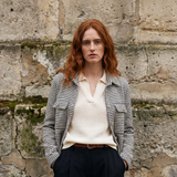 Veste pied-de-poule à col boutonné - MF55119