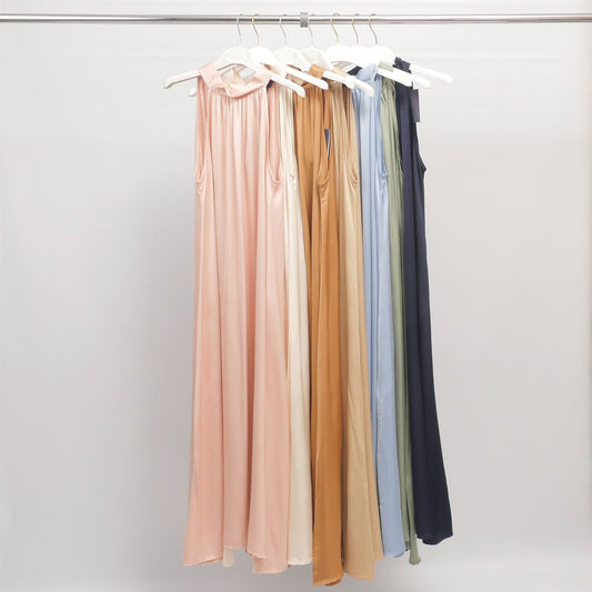 Robe longue satinée dos noué – DS14221VS