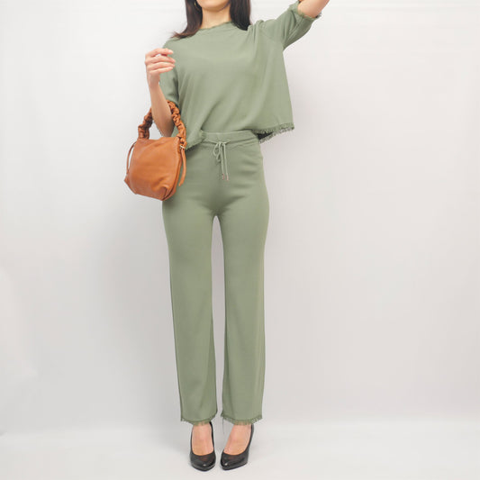 Ensemble maille souple franges – HY25001