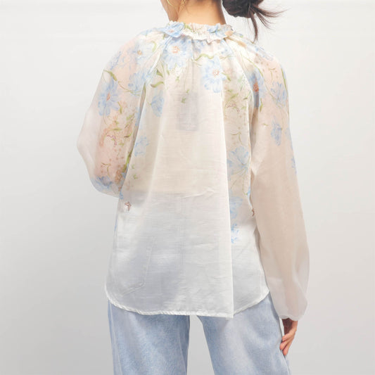 Blouse fleurie col froncé en Tencel – KD8791ST