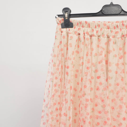 Jupe en tulle imprimé cerises CMT61015-4