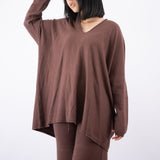 Pull col V oversize en maille douce YF12022