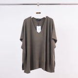 Sleeveless V-neck poncho in soft knit YF67035