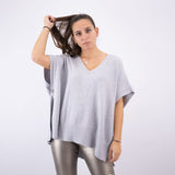Sleeveless V-neck poncho in soft knit YF67035