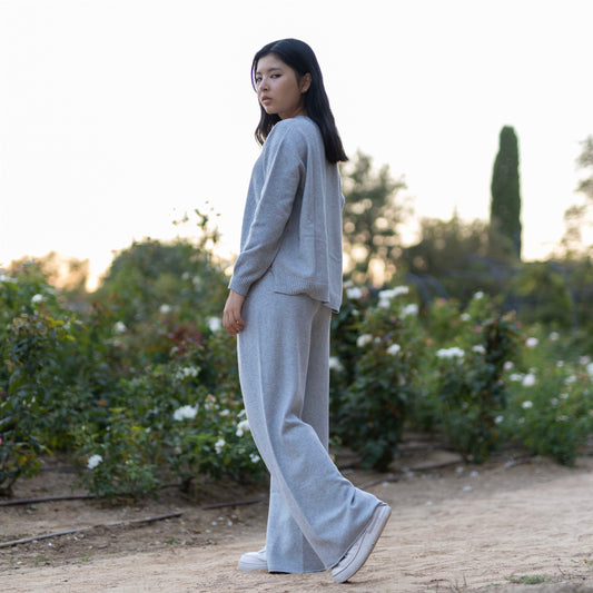 Pantalon ample maille douce avec poches plaquées YF570188