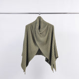 Poncho côtelé asymétrique en maille douce DSY8933