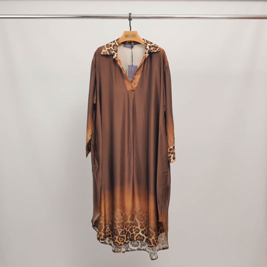 Robe fluide imprimée léopard KD6120VS-23