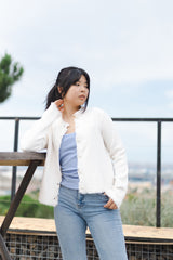 Veste cardigan col rond à boutons perles HY86060