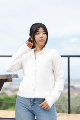 Veste cardigan col rond à boutons perles HY86060