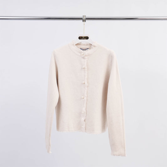 Veste cardigan col rond à boutons perles HY86060