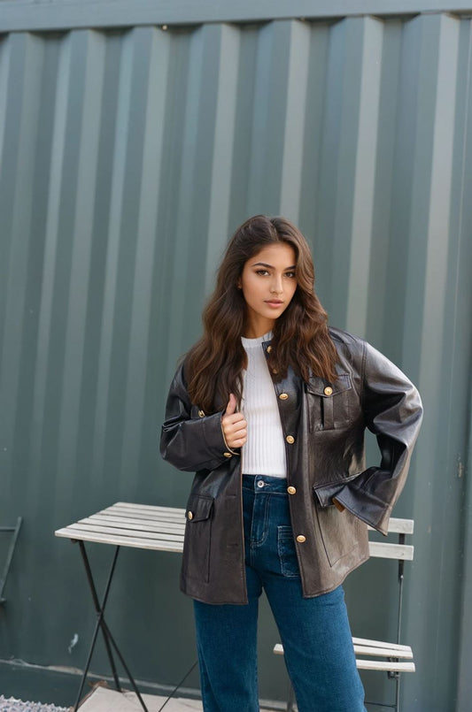 Veste réversible en similicuir et suédine MJ262144