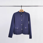 Load image into Gallery viewer, Short cardigan with mother-of-pearl buttons and frayed edges HY11057