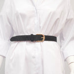 Charger l'image dans la galerie, Ceinture en cuir daim boucle arrondie 2,8 cm – BK0018-2
