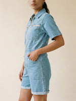 Charger l'image dans la galerie, Combishort en coton denim 1981242