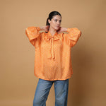 Load image into Gallery viewer, Satin polka dot shirt with bow – DB92250
