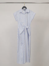 Robe midi rayée en coton mélangé à ceinture TDM23824-7