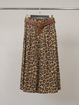 Jupe midi en coton stretch imprimé léopard TDM52123-28