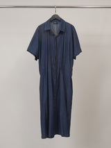 Robe chemise en denim à taille élastiquée TDM50226