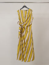 Robe longue rayée sans manches à nœud latéral TDM27125-4
