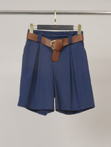 Short large en coton à ceinture bouclée TDM55525-3