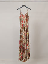 Robe longue satinée à bretelles imprimé floral KD7505VS-39