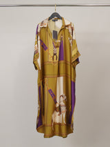 Robe satinée ample à imprimé équestre KD8966VS-2
