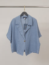 Veste courte en lin à bouton unique CVA526211