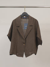 Veste courte en lin à bouton unique CVA526211