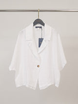 Veste courte en lin à bouton unique CVA526211