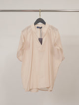 Blouse en voile de coton froncé manches courtes DB15162
