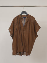Blouse en voile de coton froncé manches courtes DB15162