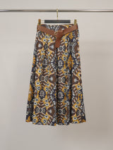 Jupe midi fleurie à taille ceinturée TDM52123PC139