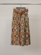 Jupe midi fleurie à taille ceinturée TDM52123PC139