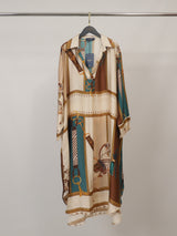 Robe satinée imprimé équestre KD6120VS-2