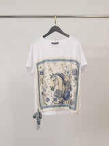 T-shirt imprimé cheval floral encadré avec lien KD8828-15