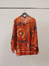 Chemise satinée imprimé équestre KD9721VS-41